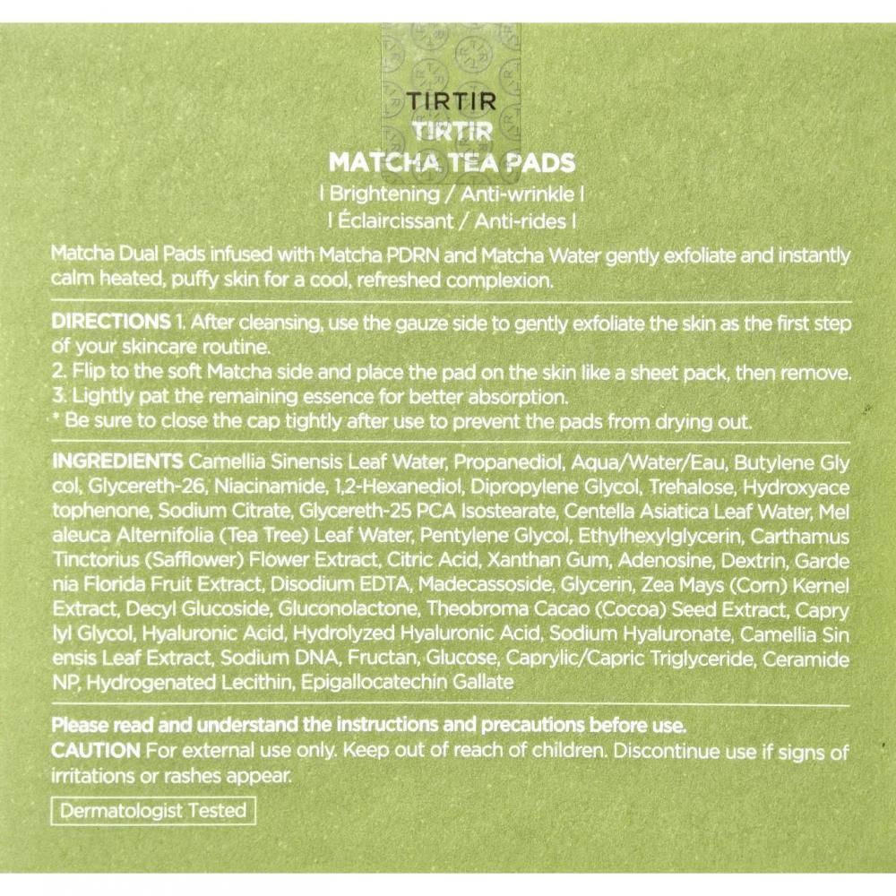 TIRTIR Matcha Tea Pads: Illuminante, Anti-rughe, Anti-macchie.