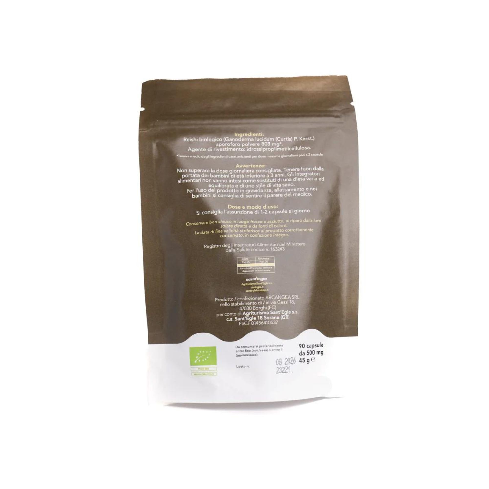 Reishi - Ganoderma Lucidum - Ling Zhi biologico, 90 capsule