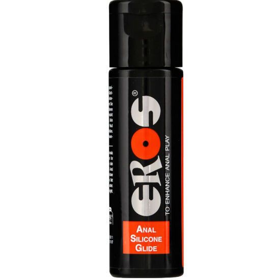 Flacone nero con EROS Anal Silicone Glide. Contiene 118ml.