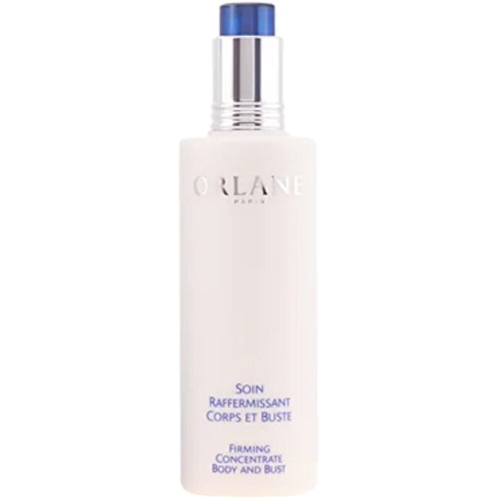 Flacone bianco con erogatore blu. Scritta ORLANE e nome del prodotto. 