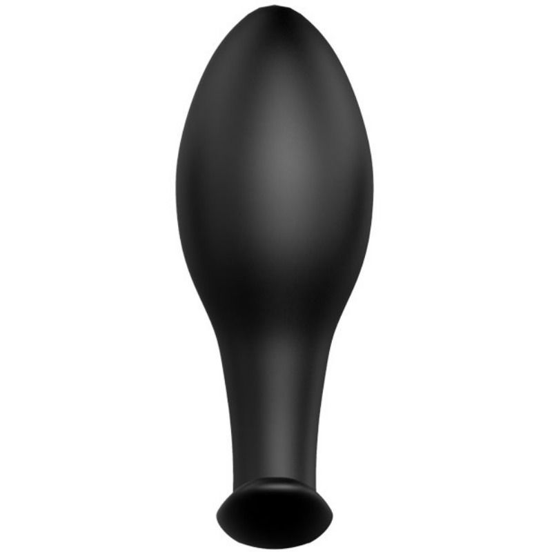Plug anale in silicone nero, visto dal basso.