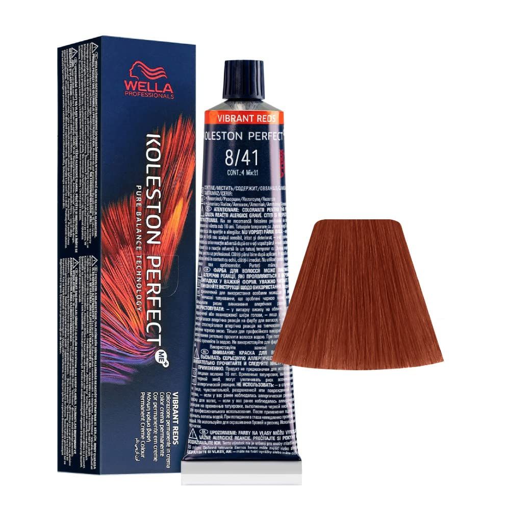 Wella Koleston Perfect Vibrant Reds 8/41 – Biondo chiaro ramato cenere, 60 ml Tinta per capelli