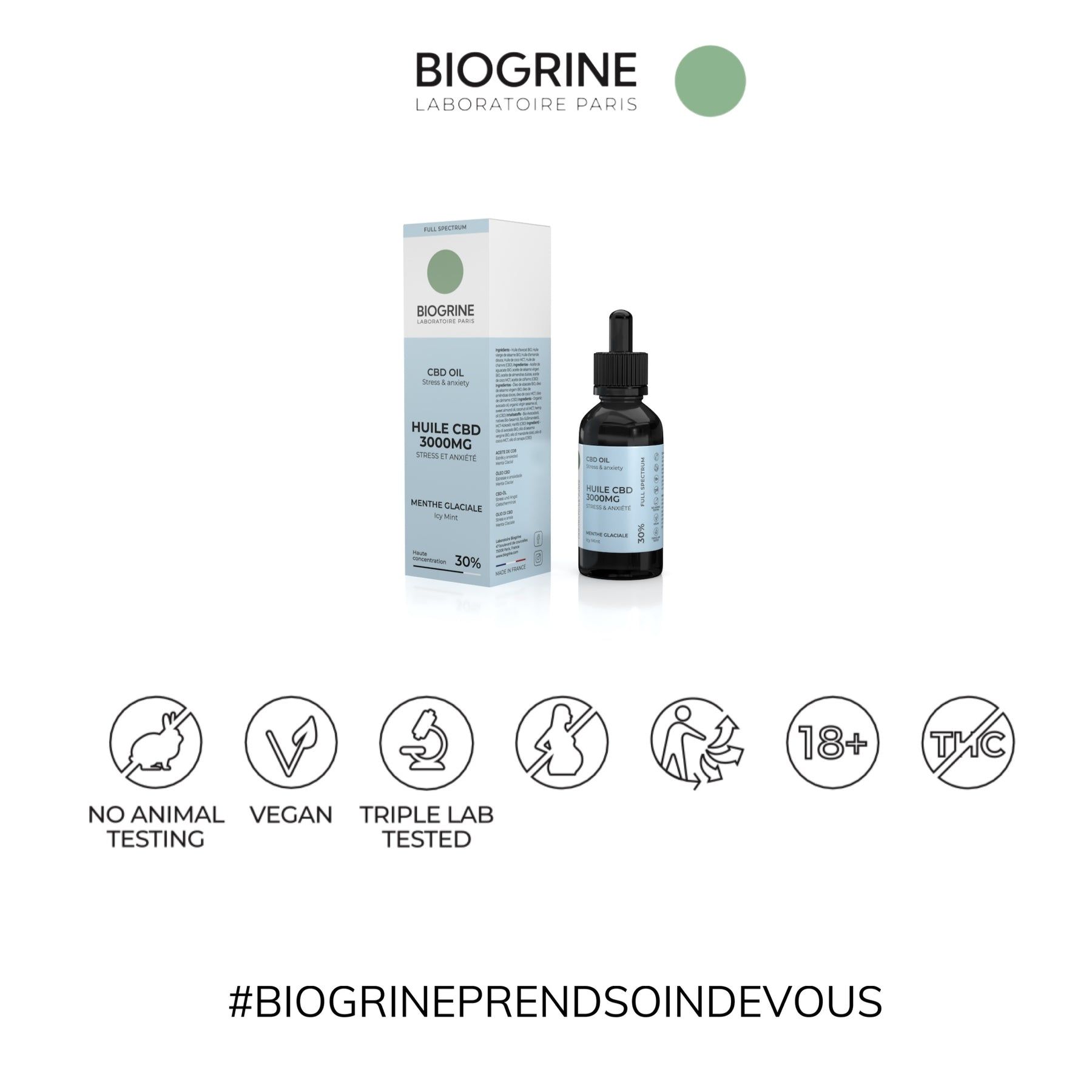 BIOGRINE Olio CBD 30% – Menta Ghiacciata