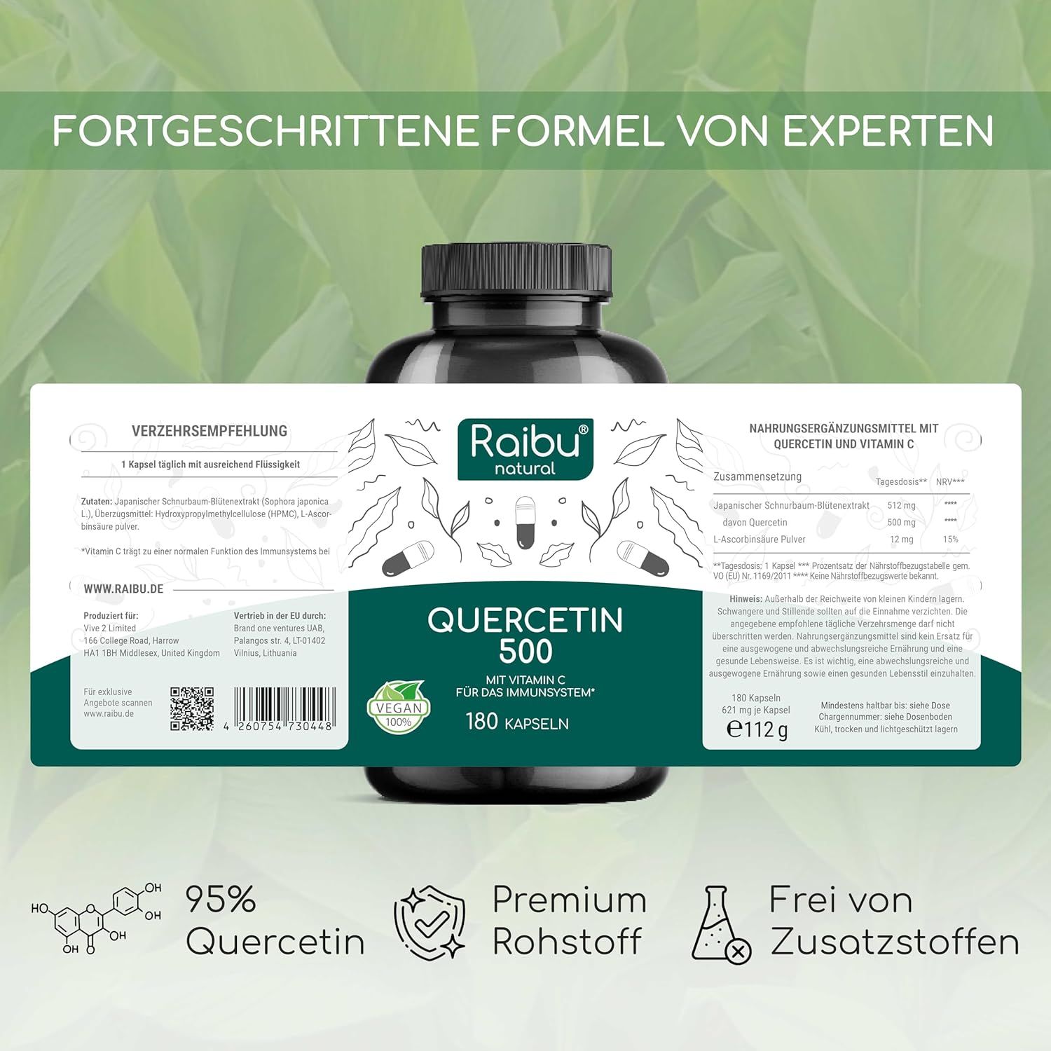 Quercetina Capsule 500mg Alto Dosaggio - RAIBU