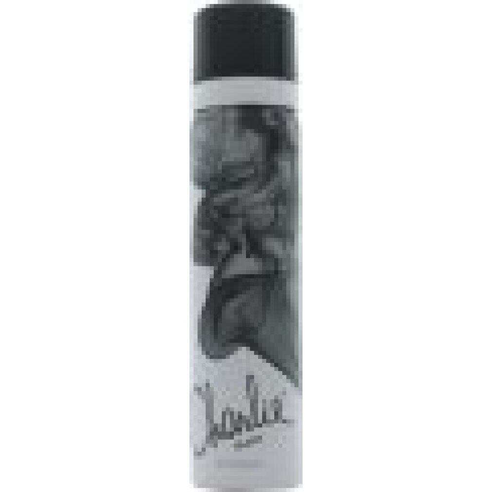 Spray corpo bianco con design fumo nero. Scritta "Charlie Black". Tappo nero.