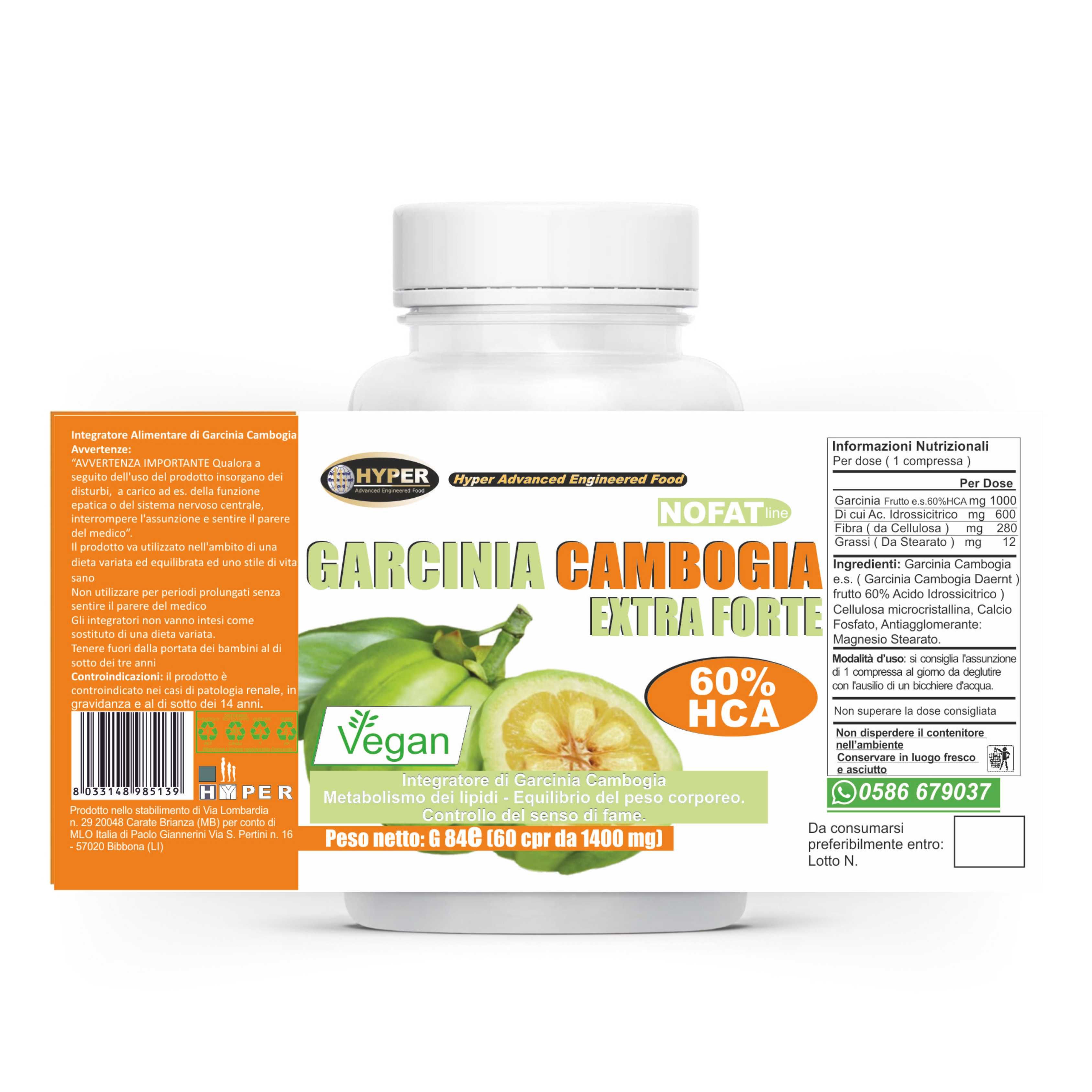 Hyper Garcinia Cambogia Extra Forte – Controllo Fame Nervosa e Perdita di PesoNaturale