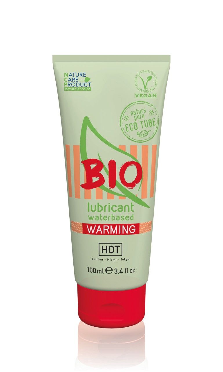 Lubrificante BIO Warming, a base d'acqua, tubo da 100ml con tappo rosso.