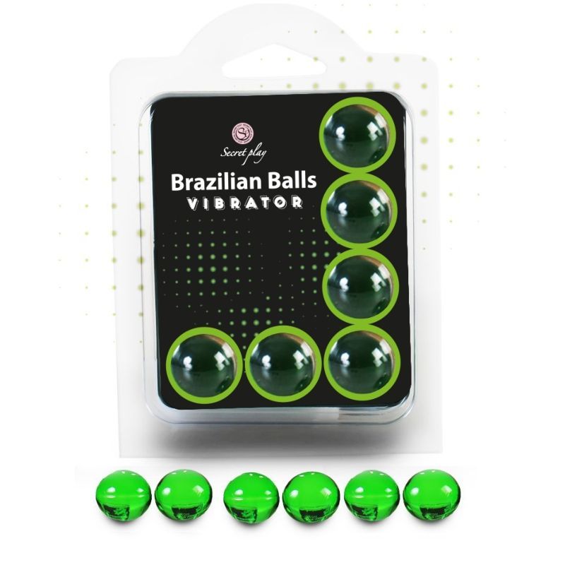Confezione di sei sfere brasiliane verdi, vibratore.