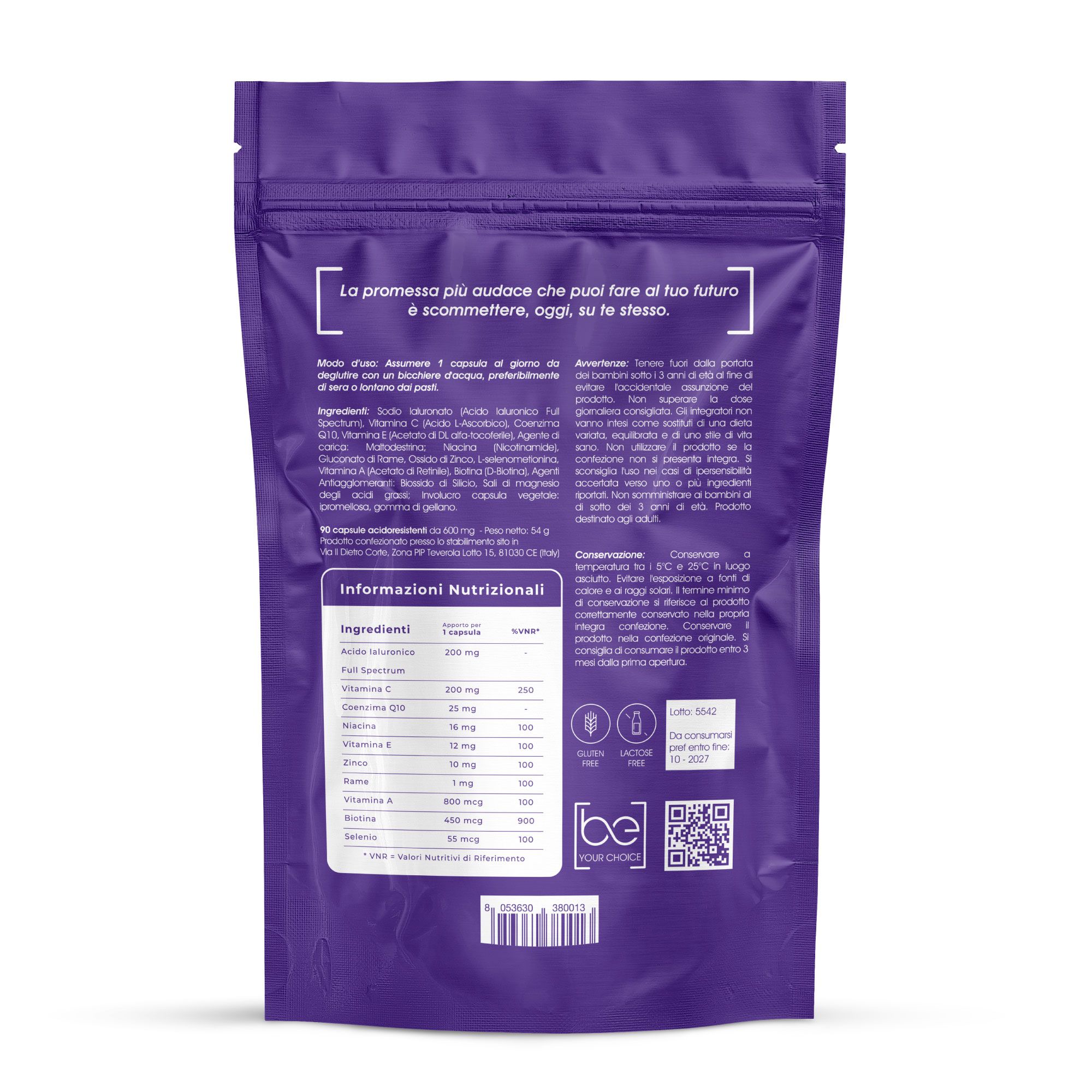 SYMBEAUTY® Acido Ialuronico Clinico 90 cps gastroprotette con Biotina, Zinco, Vit C e Minerali