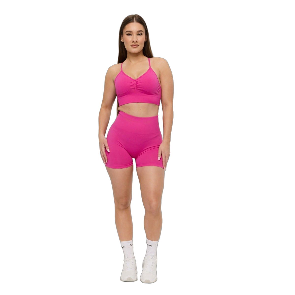 GymBeam Pantaloncini donna Sculpt Seamless a vita alta in nylon rosa