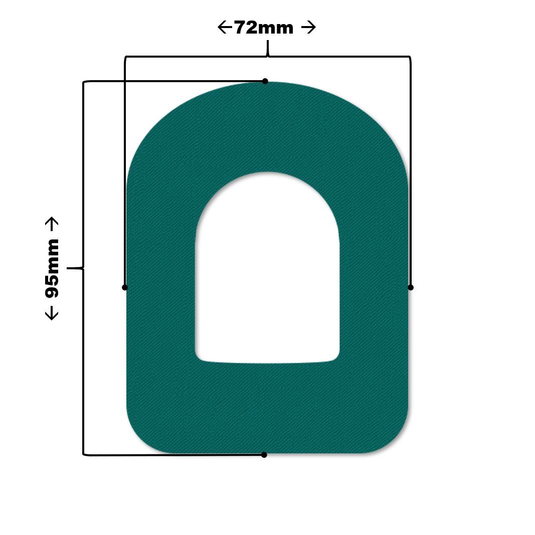 Cerotto di fissaggio verde con apertura. Dimensioni: 95mm x 72mm. Forma: rettangolare con angoli arrotondati e apertura ad arco.