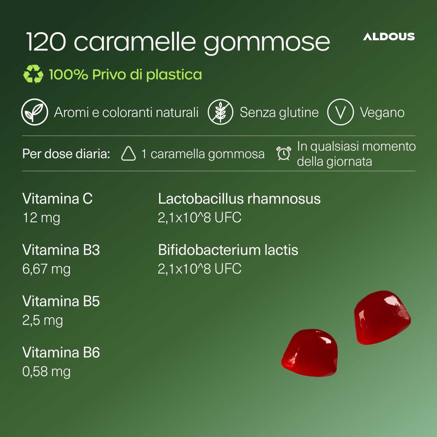 Aldous - Probiotici per Bambini Gummies - Intestino, Gonfiore Addominale