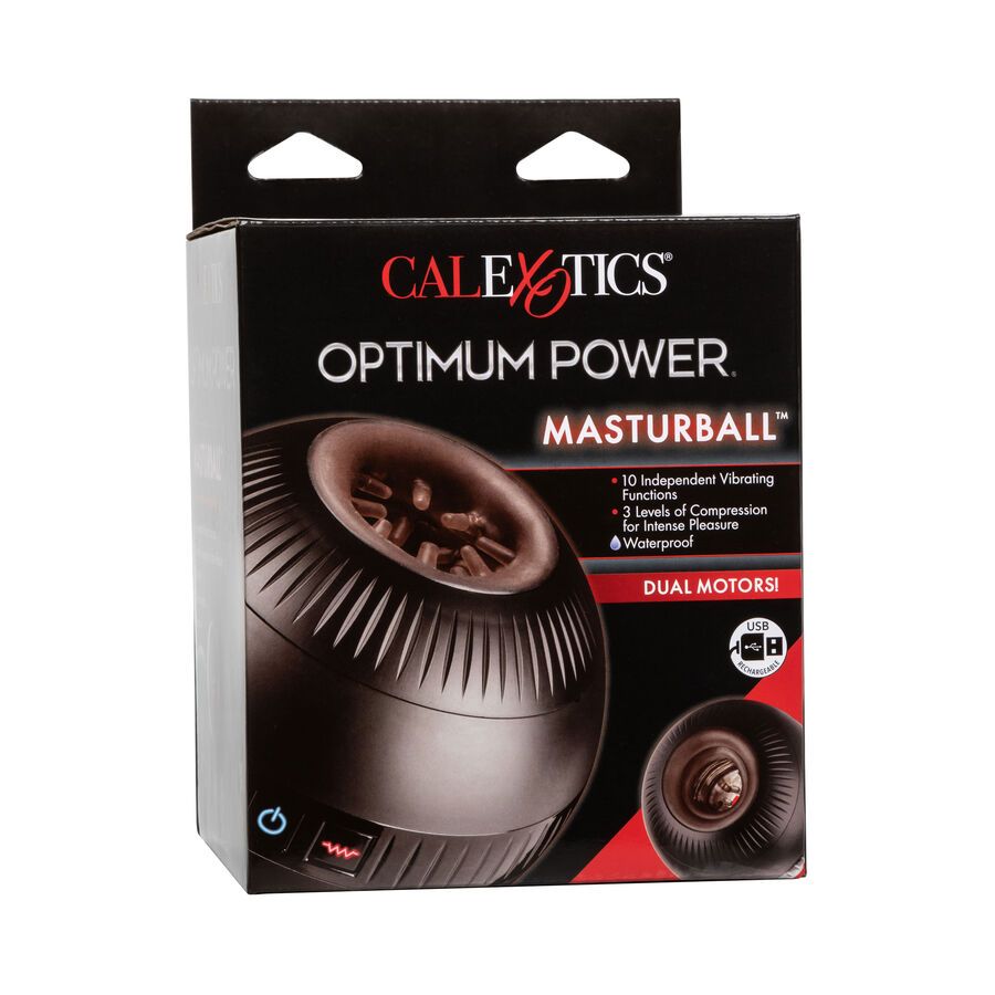 Confezione Calexotics Masturball Optimum Power con doppio motore, 10 funzioni vibranti e 3 livelli di compressione.