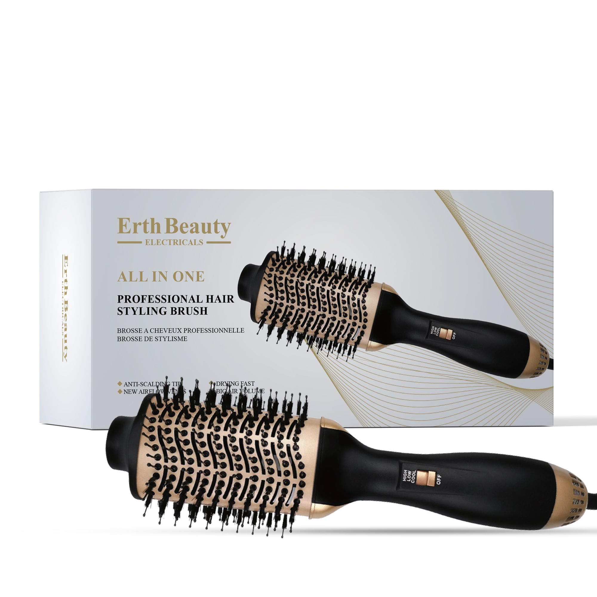 ErthSkin London Spazzola Professionale All-in-One per Lo Styling dei Capelli