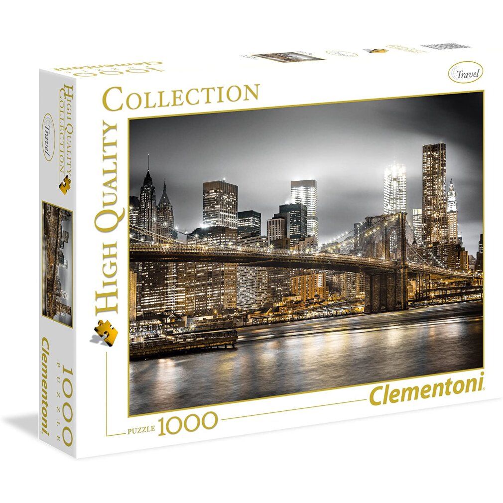 Scatola puzzle con skyline di New York. Marchio Clementoni. 1000 pezzi. Collezione di alta qualità.