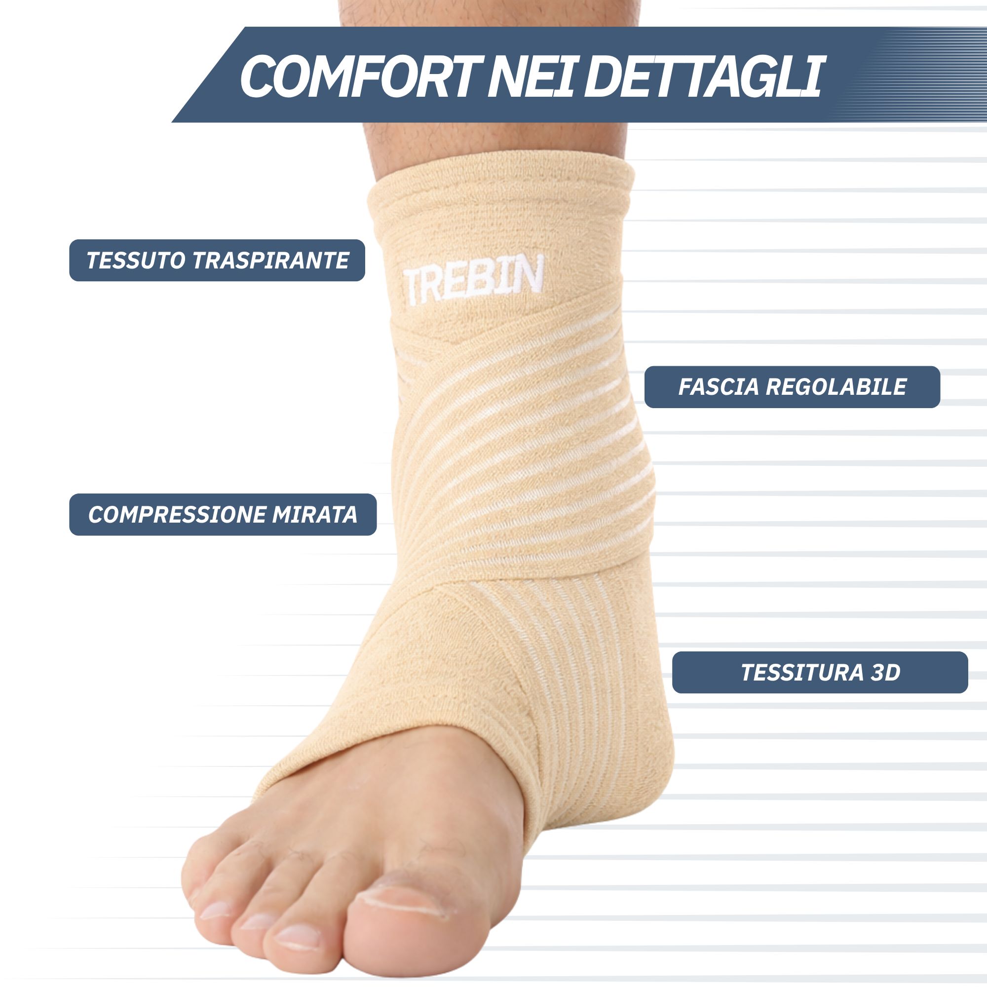 Cavigliera grigia a righe.