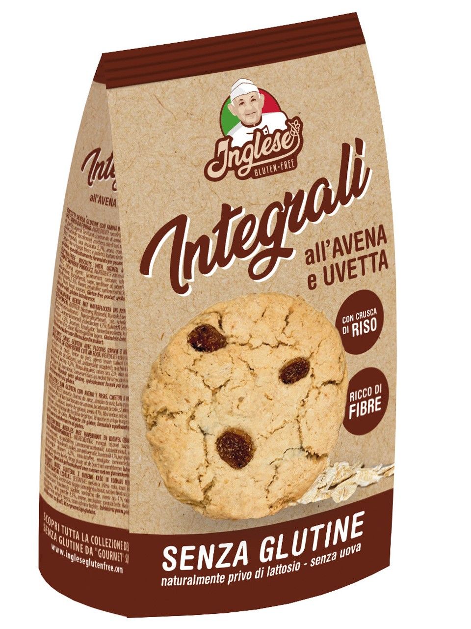 Biscotti senza glutine integrali con Avena e Uvetta - Inglese