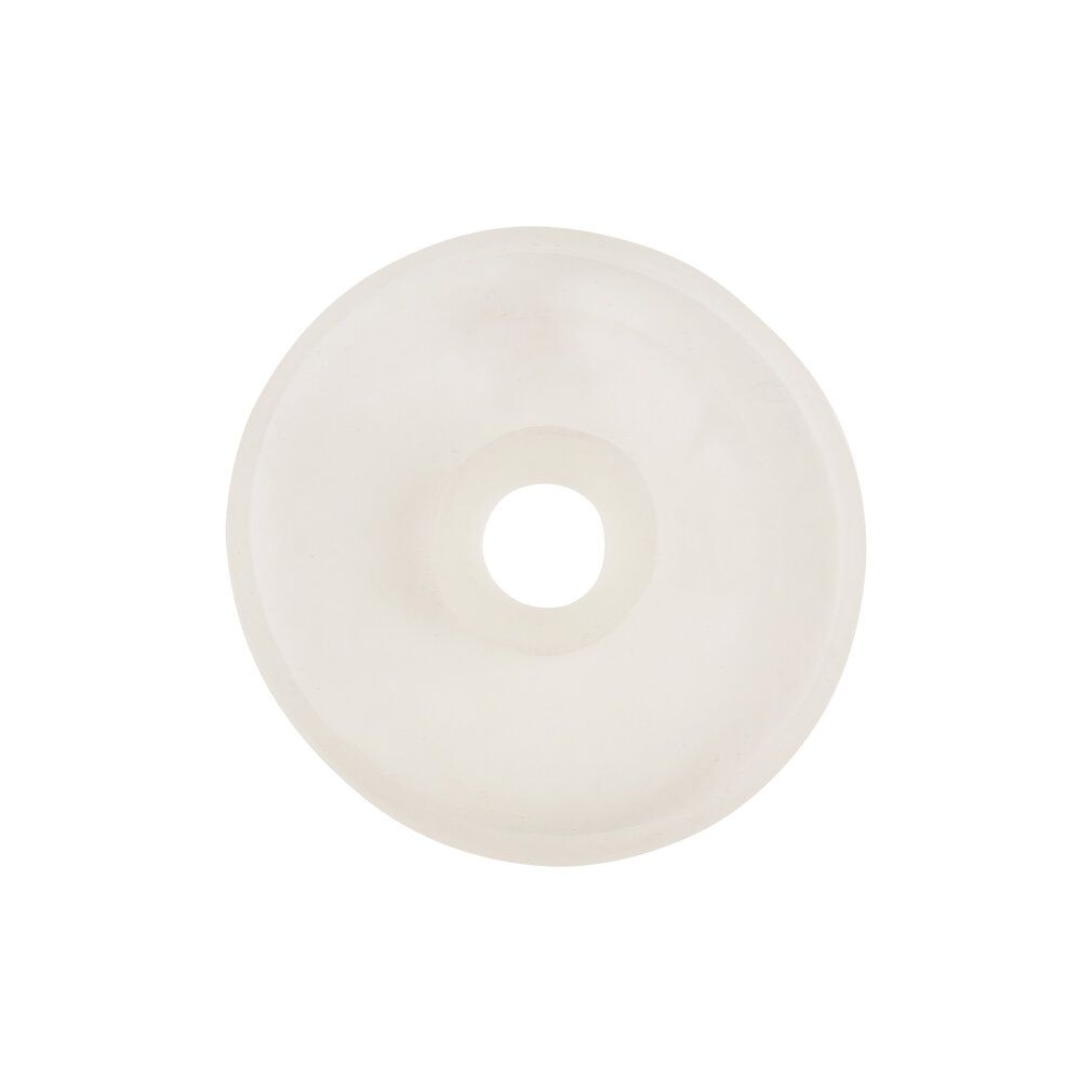 Prodotto a forma di anello, materiale chiaro. Foro centrale. Forma rotonda.