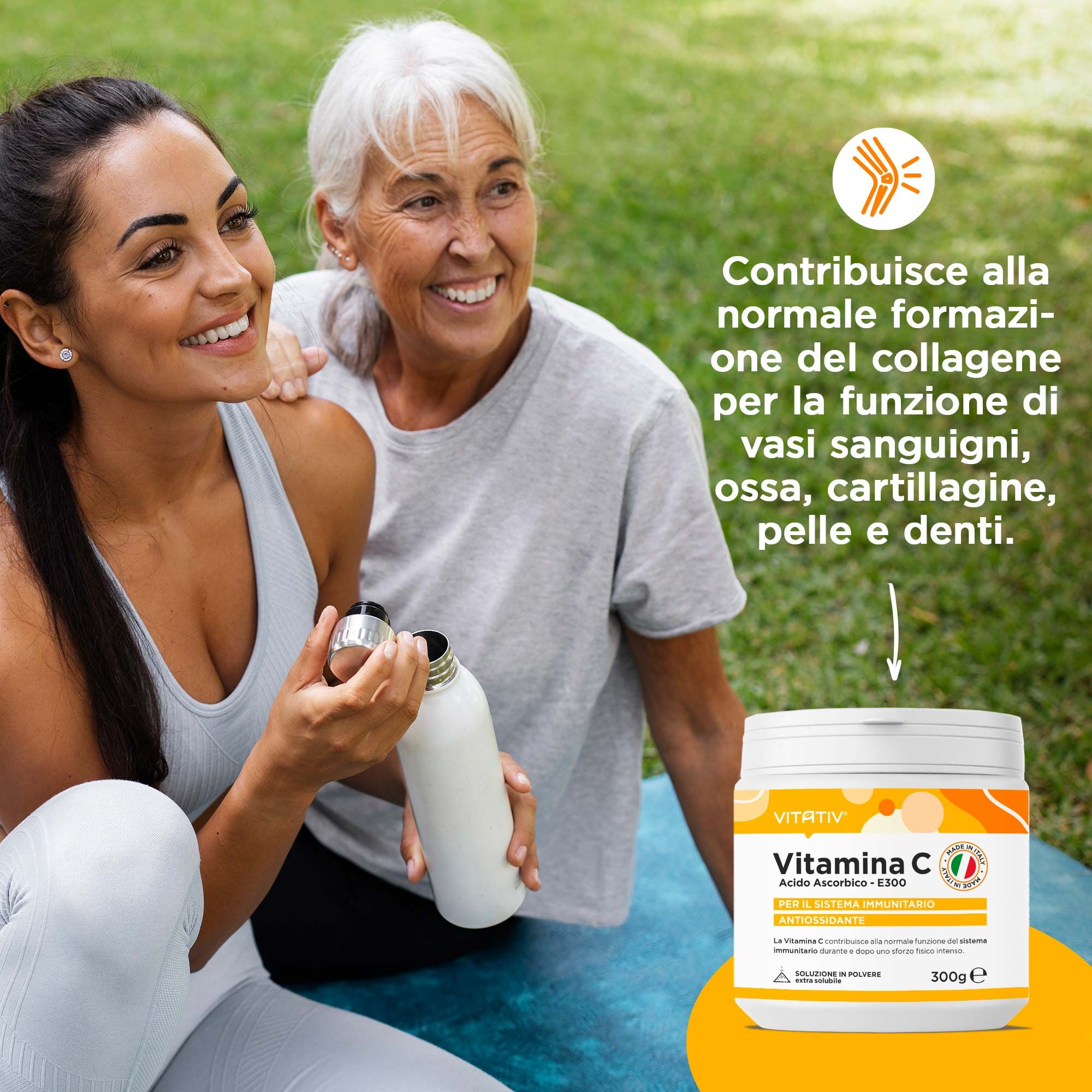 Vitativ® Vitamina C 300g Pura, Acido Ascorbico E300 in polvere solubile | Sistema immunitario