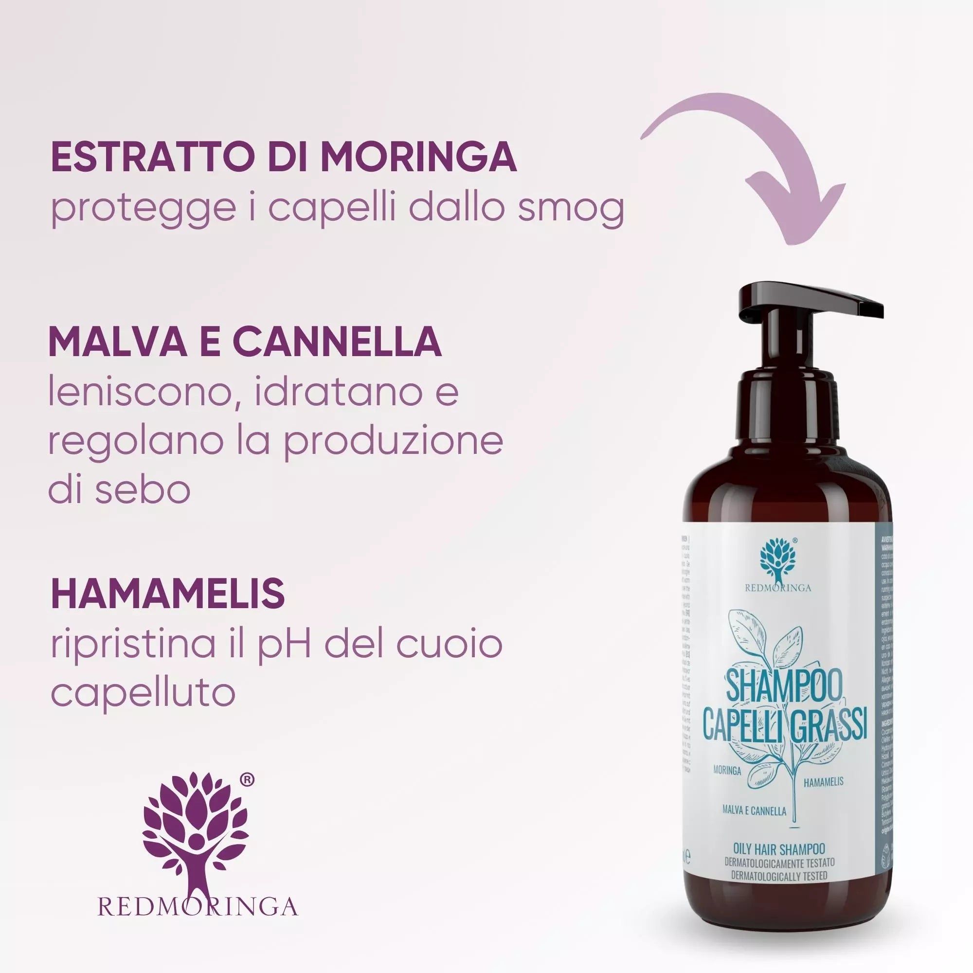 Shampoo Capelli Grassi BIO alla Moringa – Sebo Equilibrato a Lungo