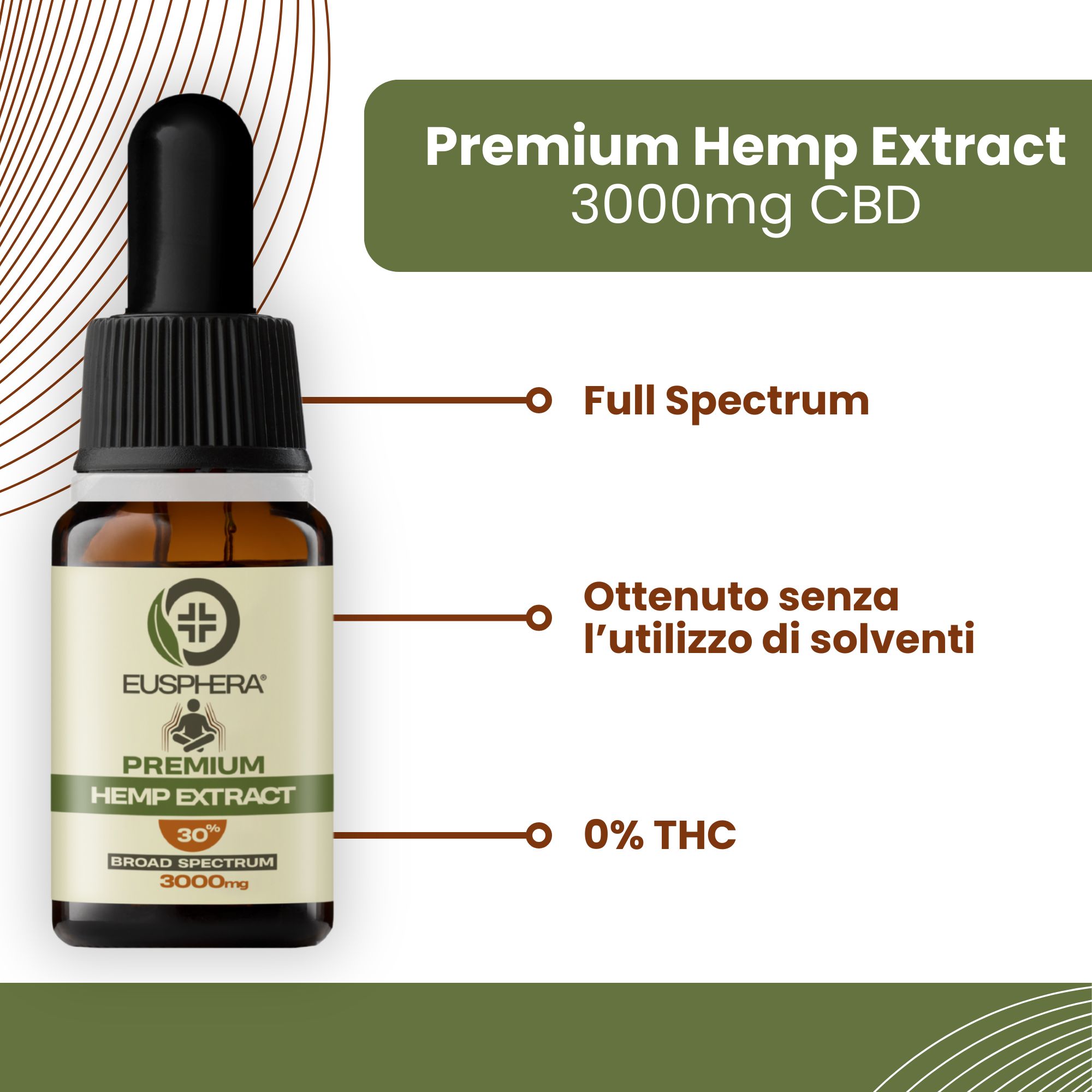 Olio CBD 30% Broad Spectrum - Rilassamento e Sonno - Eusphera HEMP EXTRACT