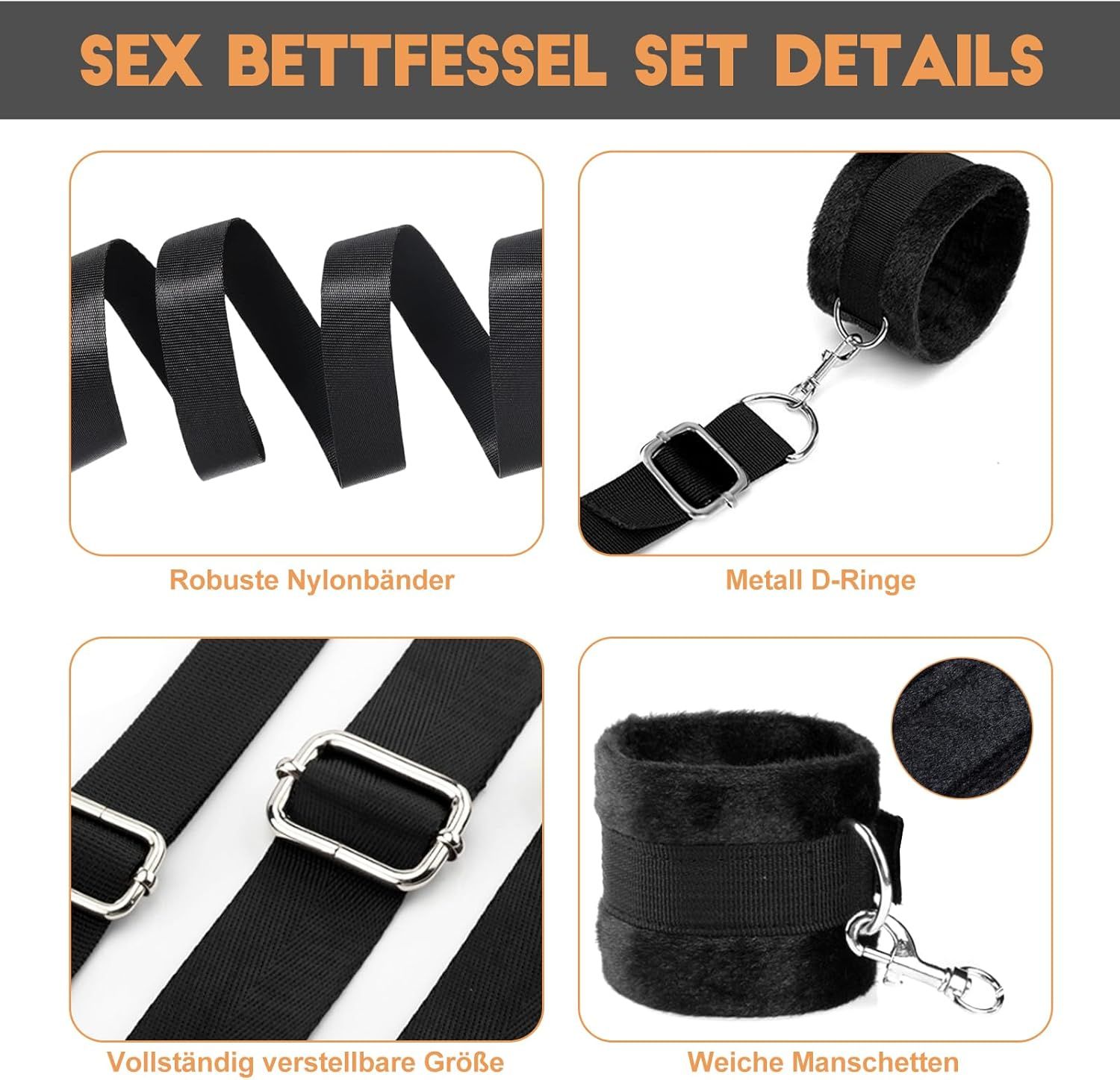 YICOCO set bondage BDSM per letto, kit di fissaggio