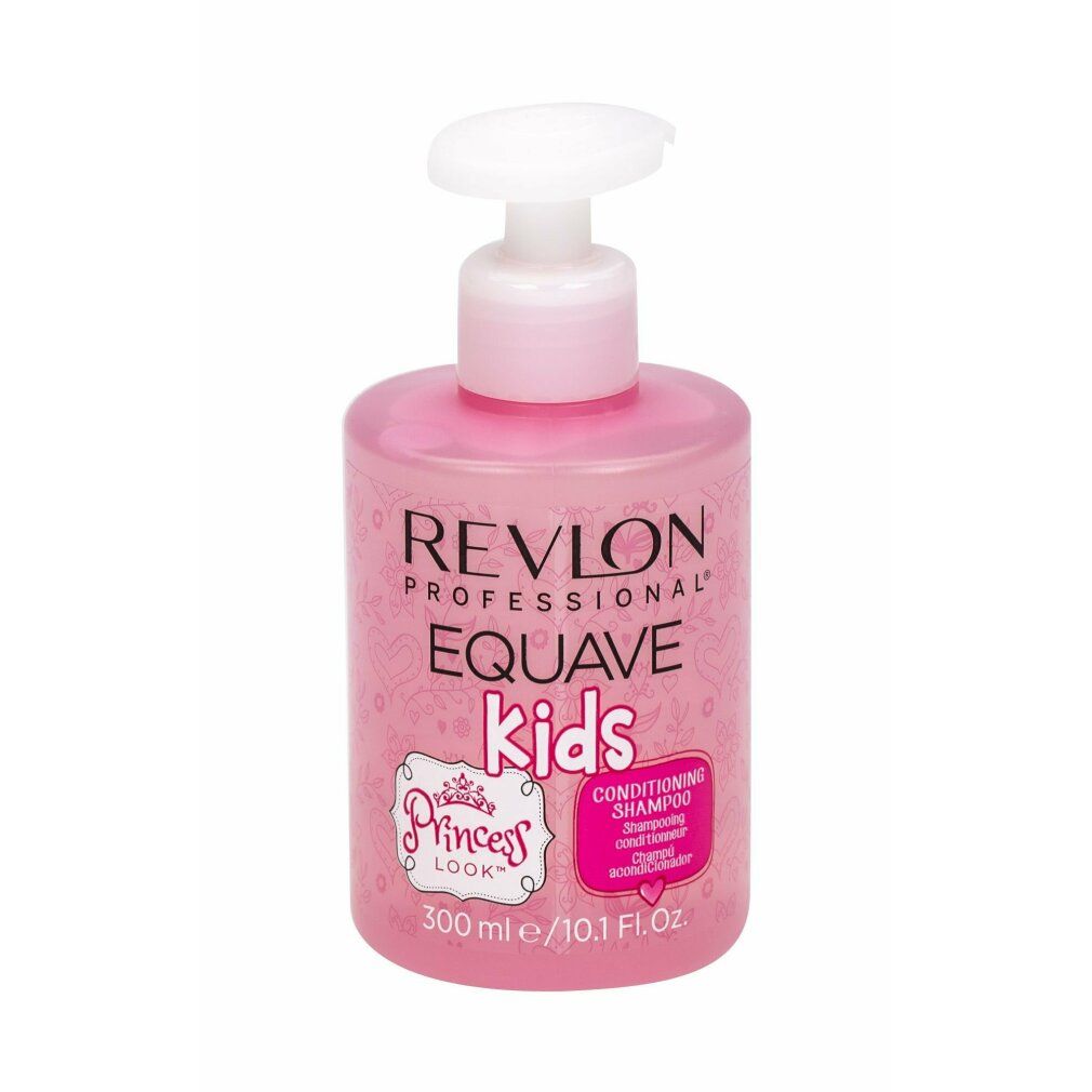 Flacone di shampoo rosa con dosatore. Scritta: Revlon Equave Kids Princess Look. Contiene 300 ml.