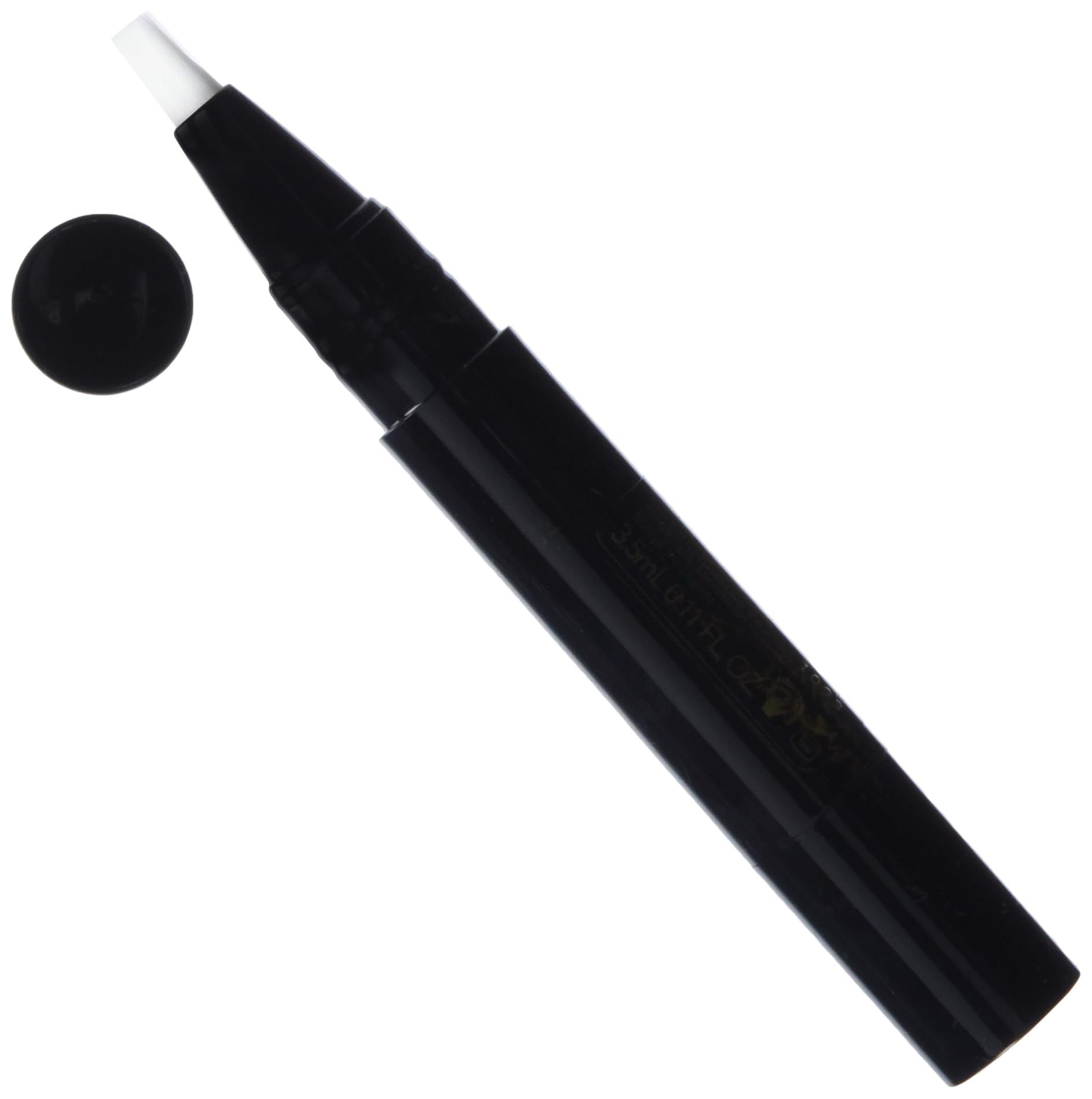 Penna nera con punta bianca e scritta dorata. Scritta: SENSAI. Tappo nero accanto.