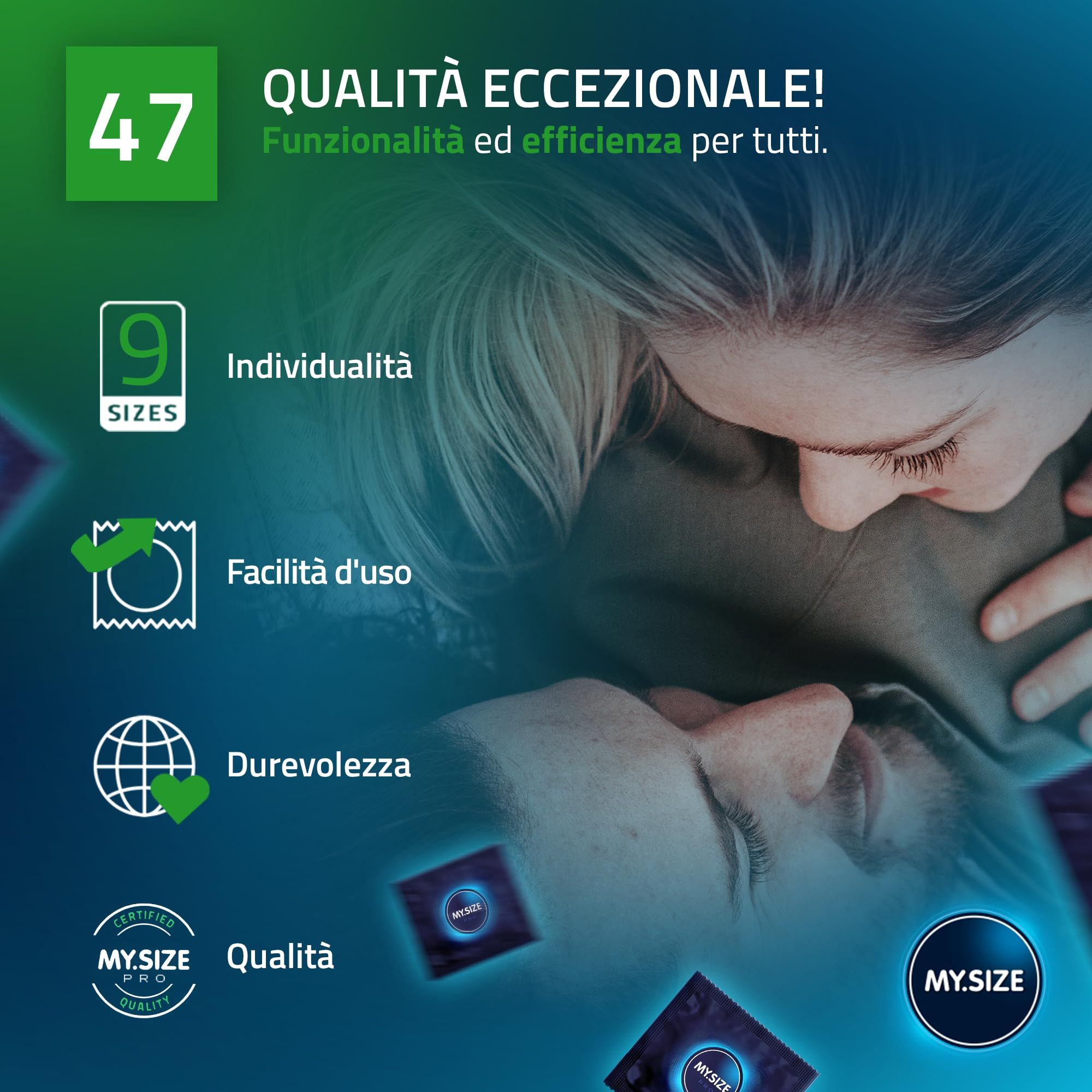 Preservativi My.Size PRO, misura 47mm. Qualità e funzionalità.
