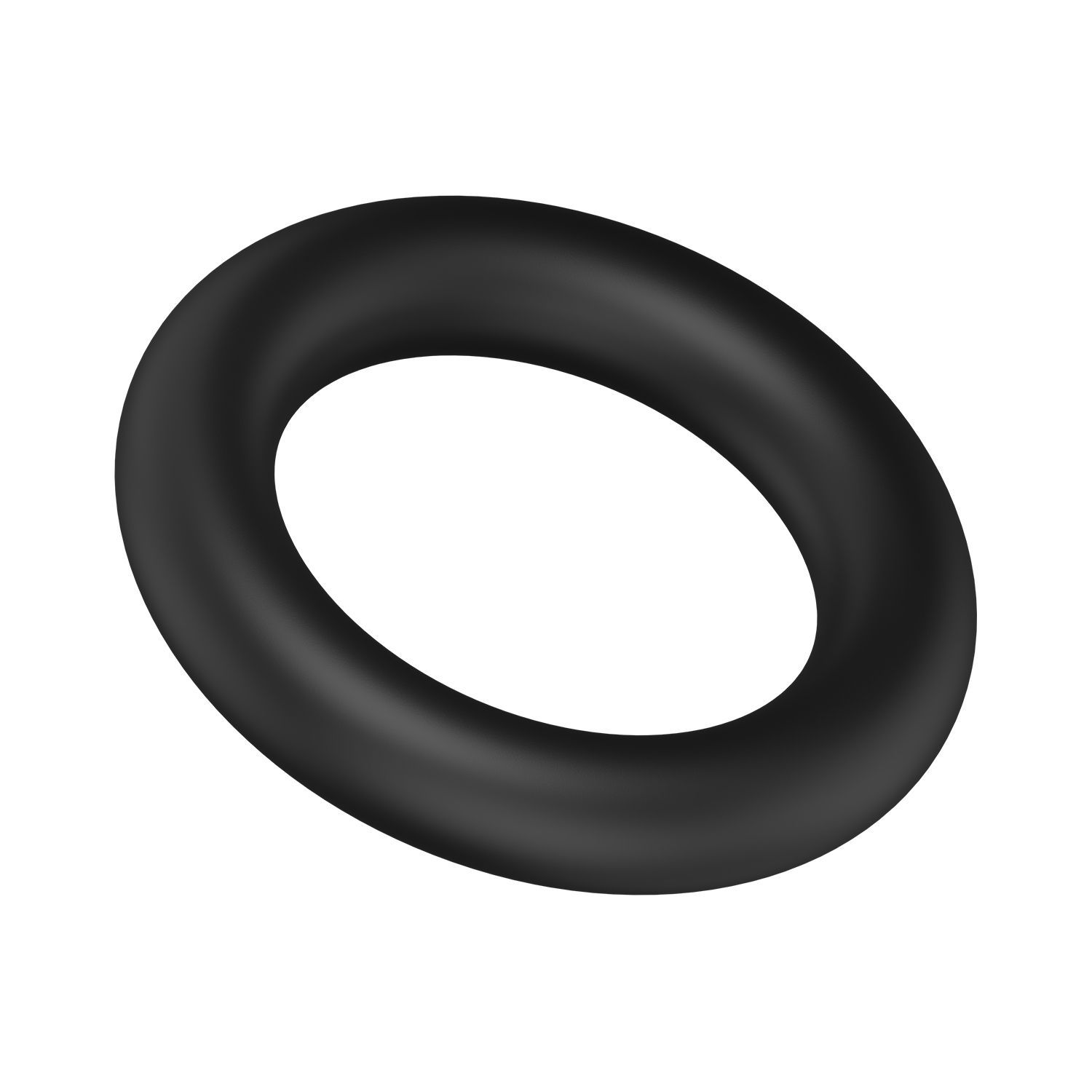 Anello in silicone nero. Forma circolare, leggermente inclinato.