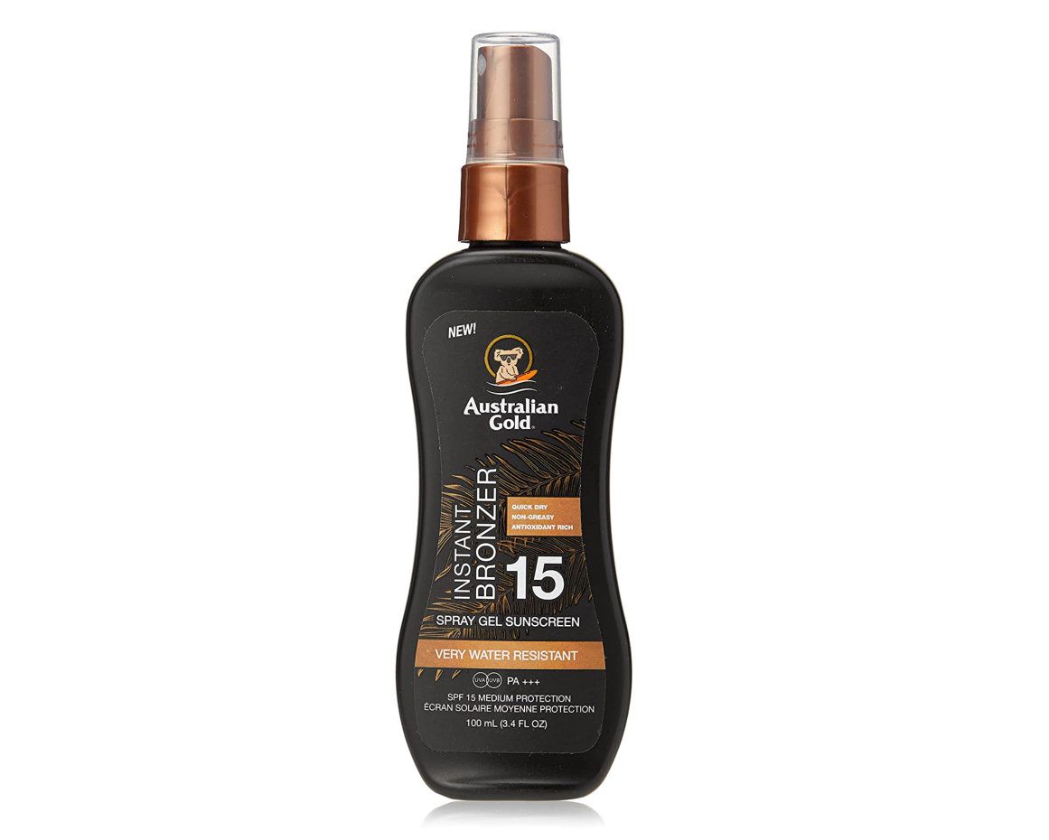 Australian Gold SPF 15 Gel Spray con Bronzer - Spray solare - Latte solare