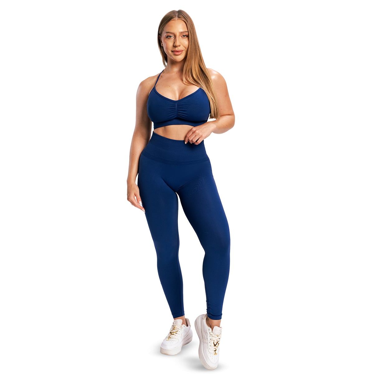 GymBeam Leggings donna Sculpt Seamless a vita alta in nylon e elastan blu navy