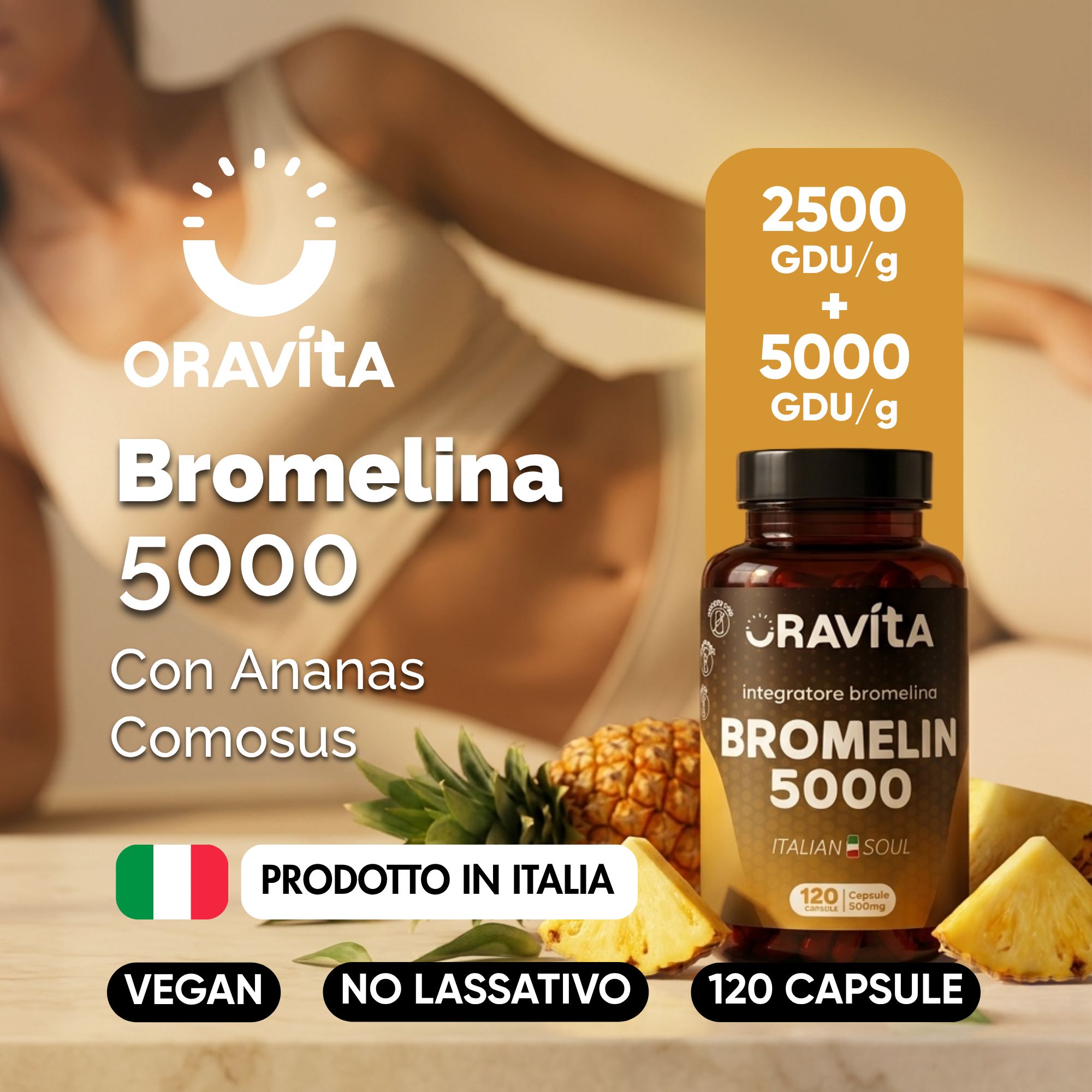 Oravita Bromelin 5000 GDU Bromelina Forte Drenante