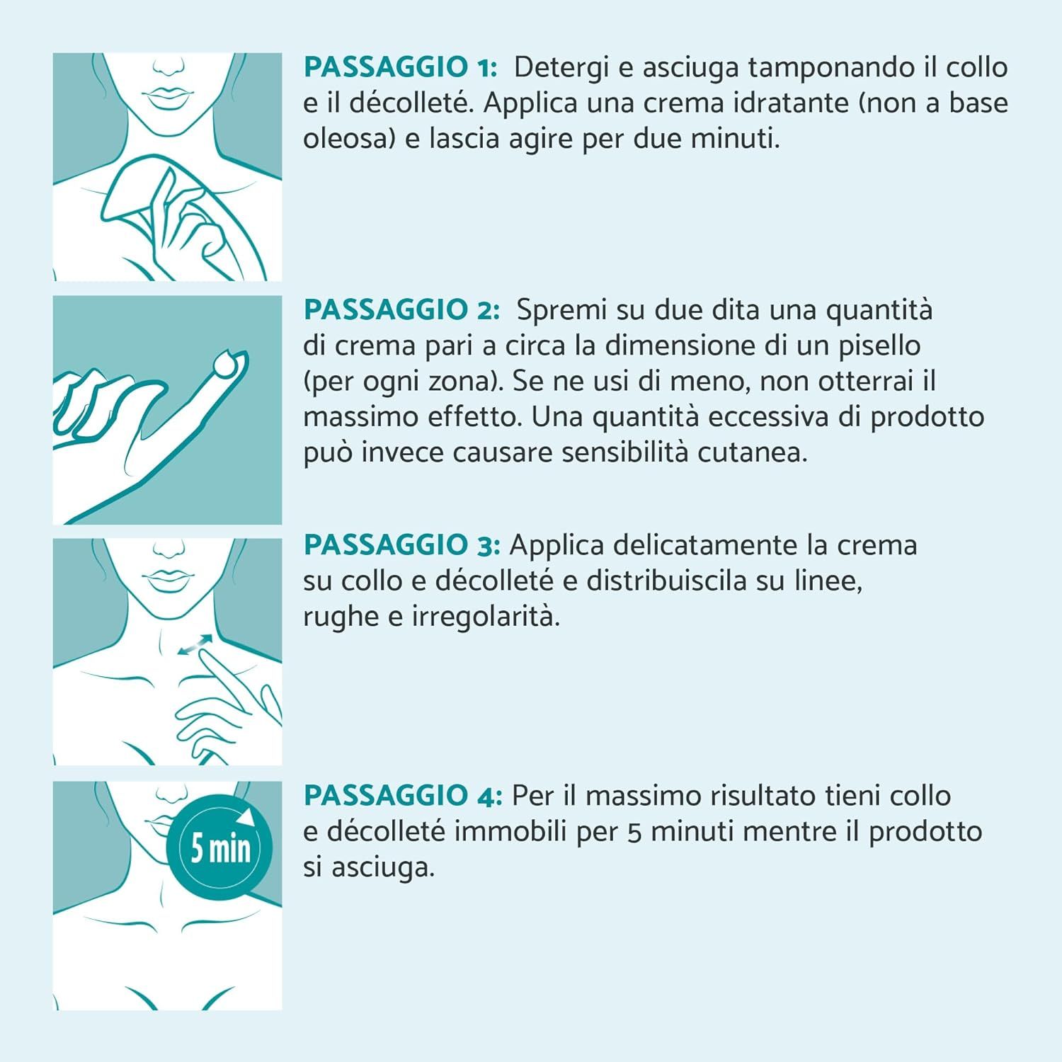Istruzioni. 4 immagini mostrano l'applicazione. Passo 4: Aspettare 5 minuti.