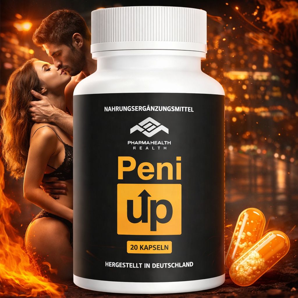 Capsule Peni Up: integratore alimentare in barattolo bianco con etichetta nera.