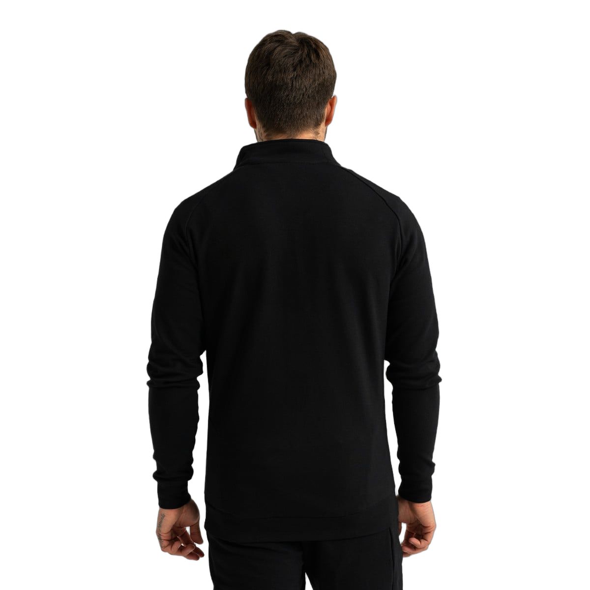 GymBeam Felpa uomo Limitless slim con zip, maniche lunghe senza cappuccio Black