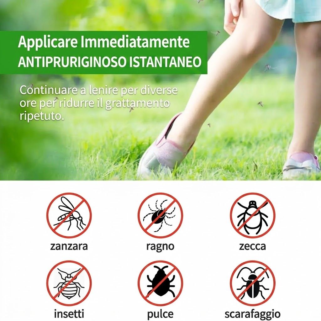 Bambino con gamba nell'erba. Grafici di insetti sbarrati: zanzara, ragno, zecca, ecc.