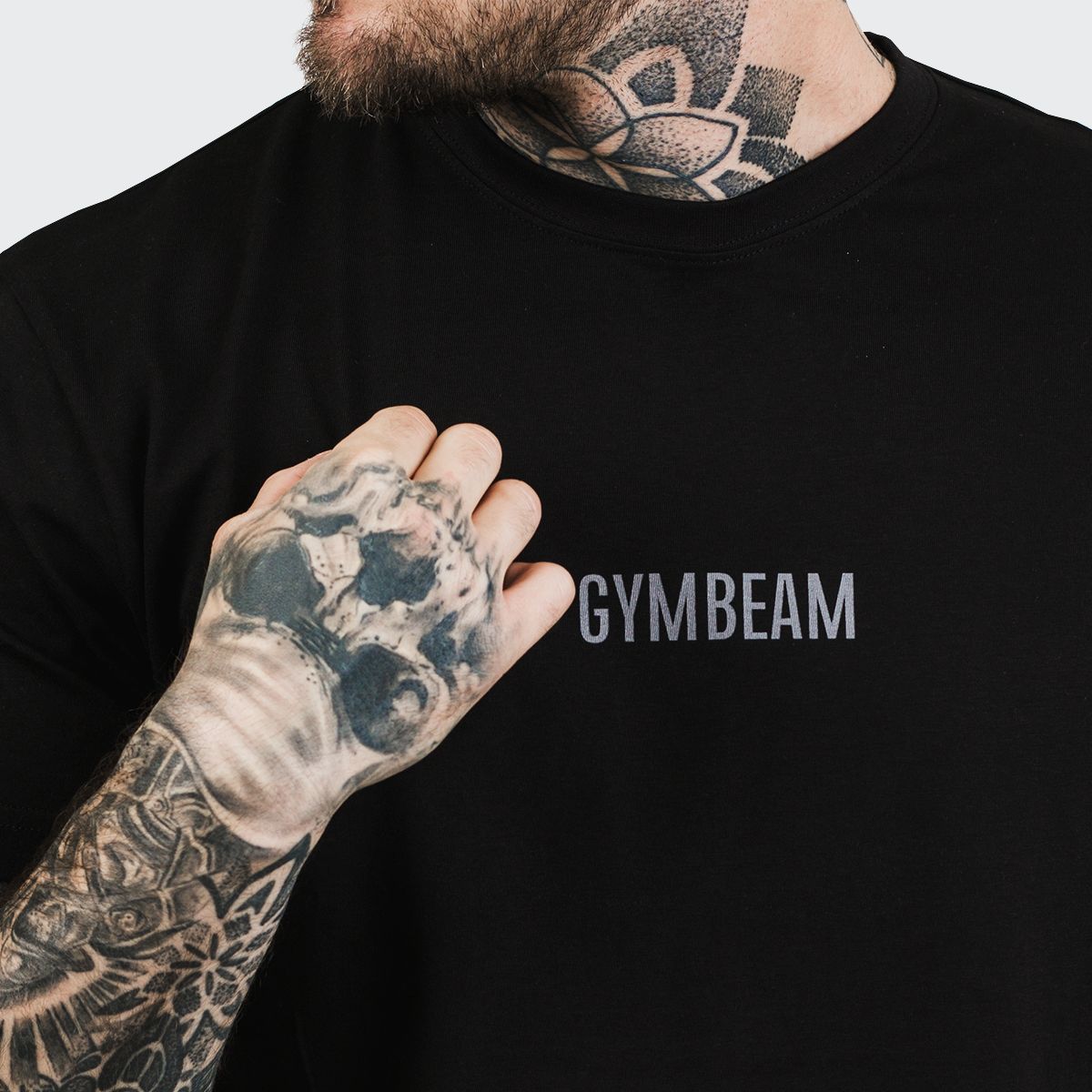 GymBeam T-shirt uomo FIT regular in cotone nera