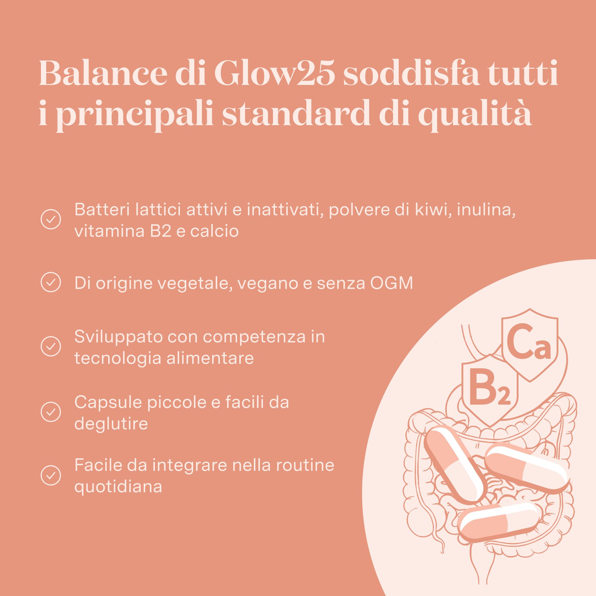 Glow25® Balance [30 Porzioni] – Con batteri lattici, polvere di kiwi, inulina, calcio e vitamina B2