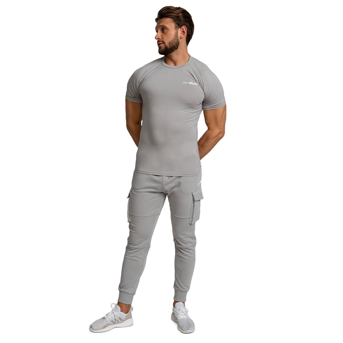 GymBeam Maglietta uomo TRN Fitted slim a manica corta Grey