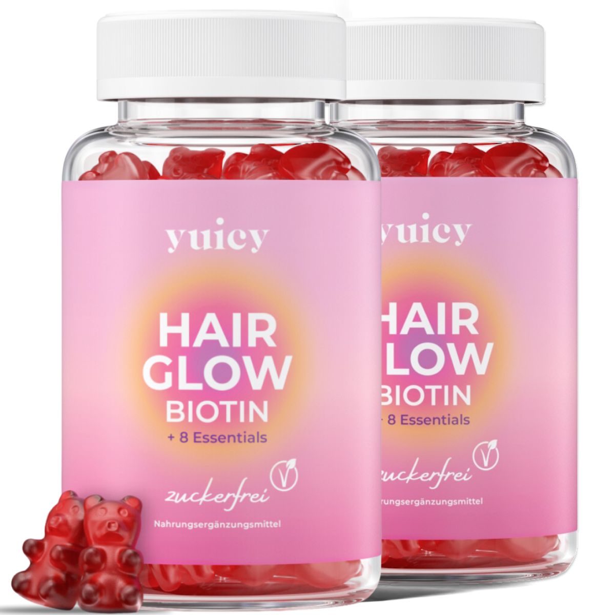yuicy® Hair Glow - caramelle gommose di biotina per la crescita dei capelli