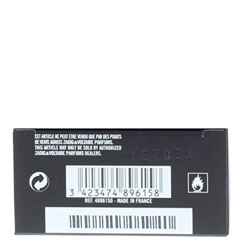 Retro della confezione. Scatola nera con codice a barre, testo e loghi. Made in France.