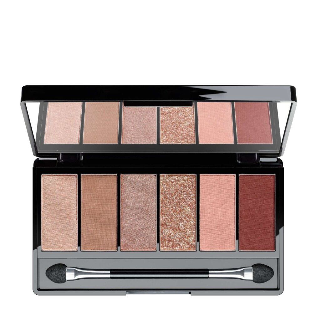 Palette ombretti con 7 tonalità e applicatore. Cornice nera, specchio nel coperchio.