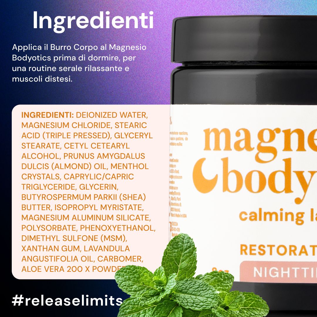 Bodyotics Magnesium Body Butter, calma muscoli e mente.