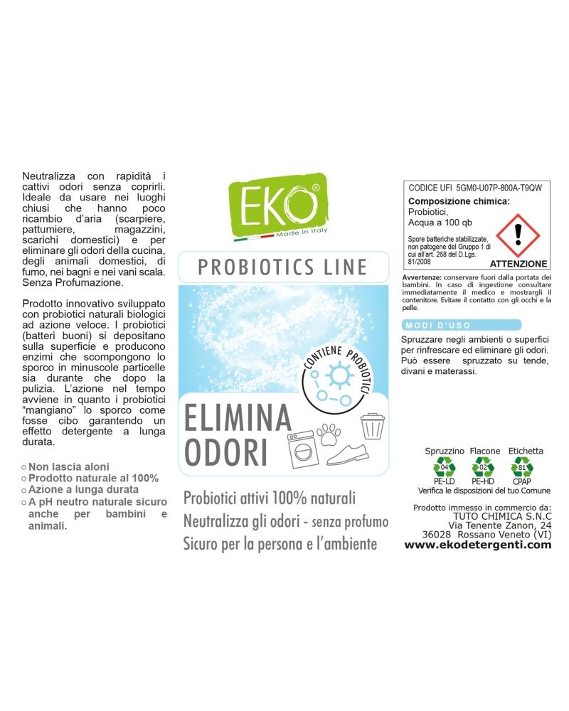 Eko elimina odori con probiotici