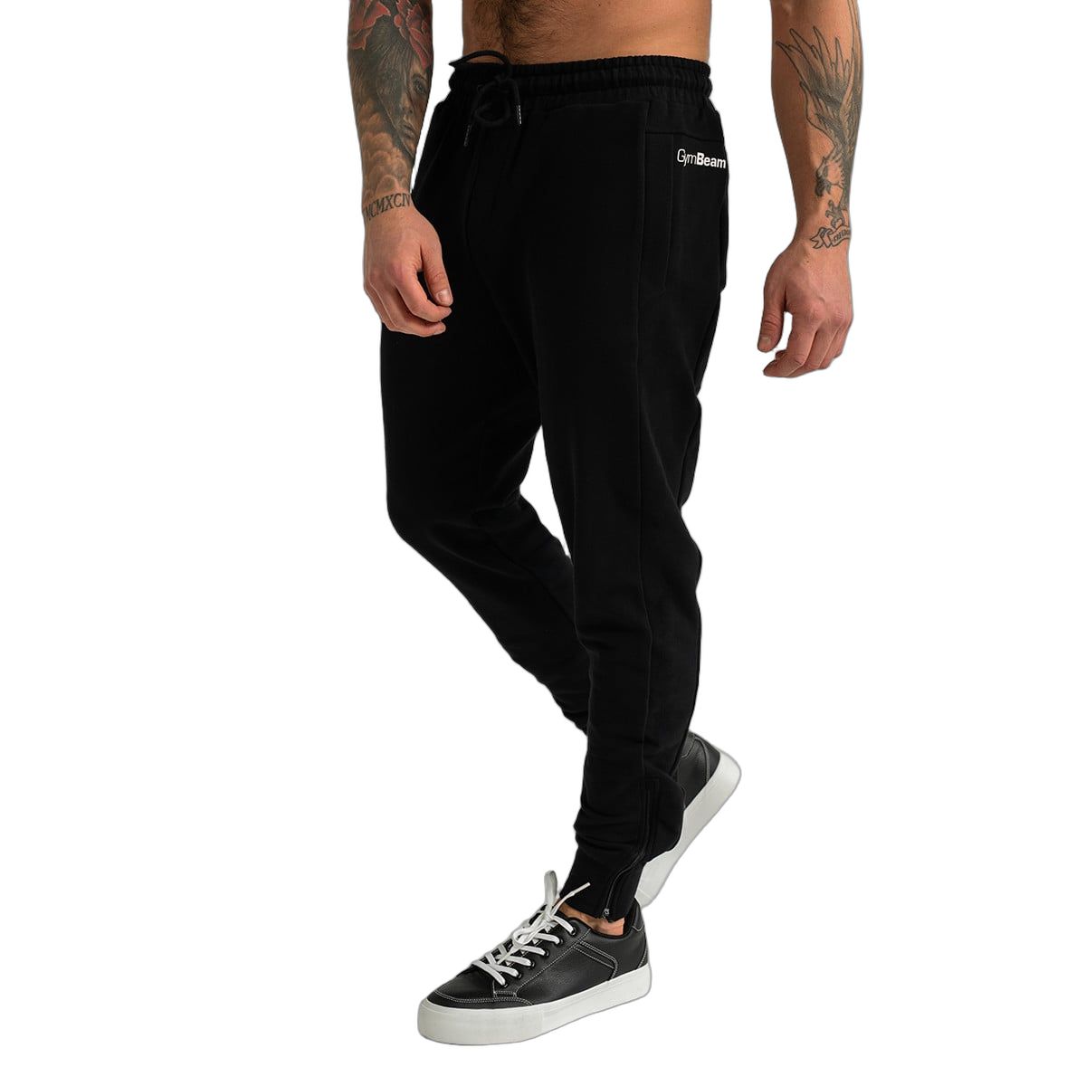 GymBeam Joggers uomo Limitless Black slim con coulisse e tasche zip