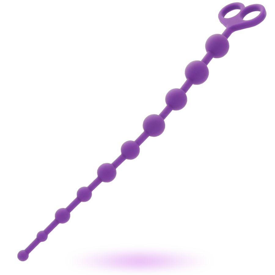 Catena di perle anali viola con impugnatura a cuore. Le perle diminuiscono di diametro.