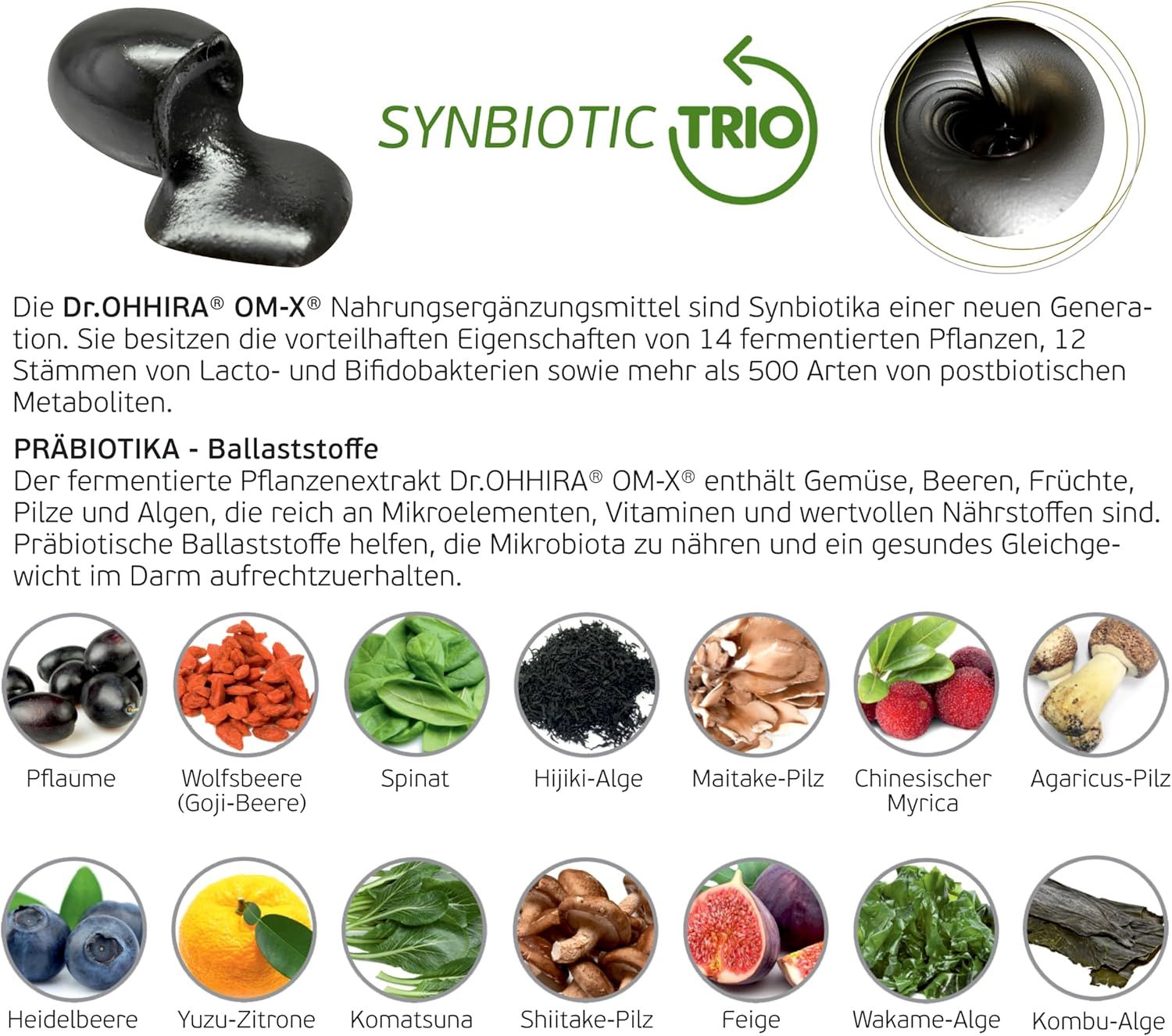 Integratore alimentare Dr. OHHIRA OM-X come Synbiotico Trio.