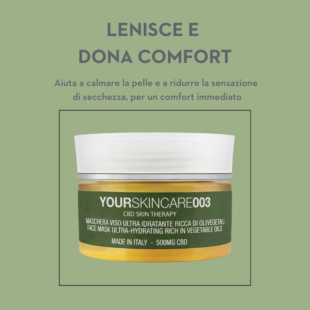 Maschera Viso CBD Dorata Ultra Idratante – Trattamento Nutriente, Illuminante e Rigenerante