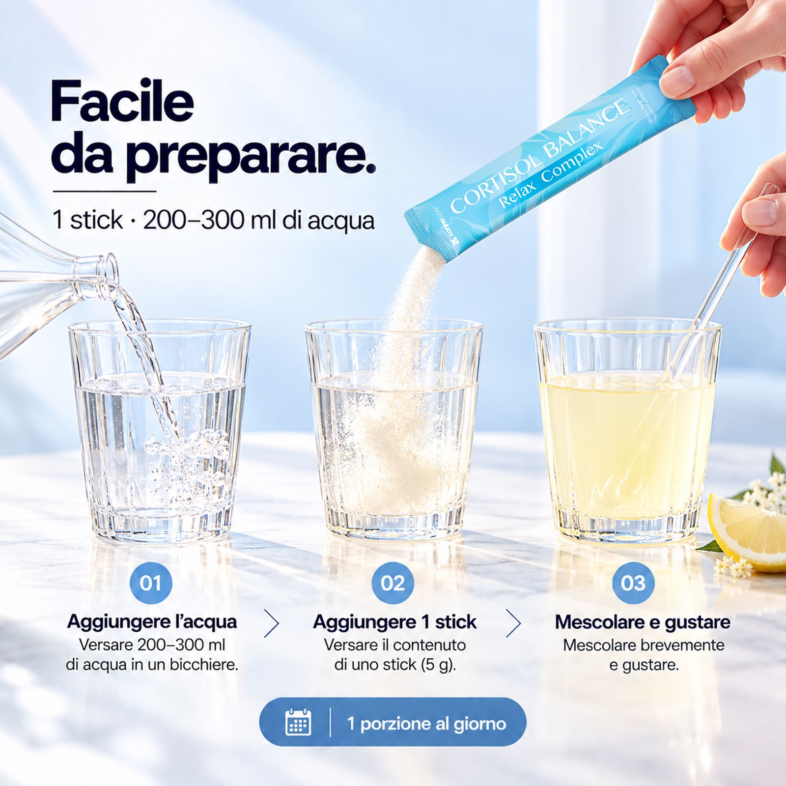 Panoramica ingredienti SonneSee Cortisol Balance: Ashwagandha, L-Teanina, Rodiola, ecc.